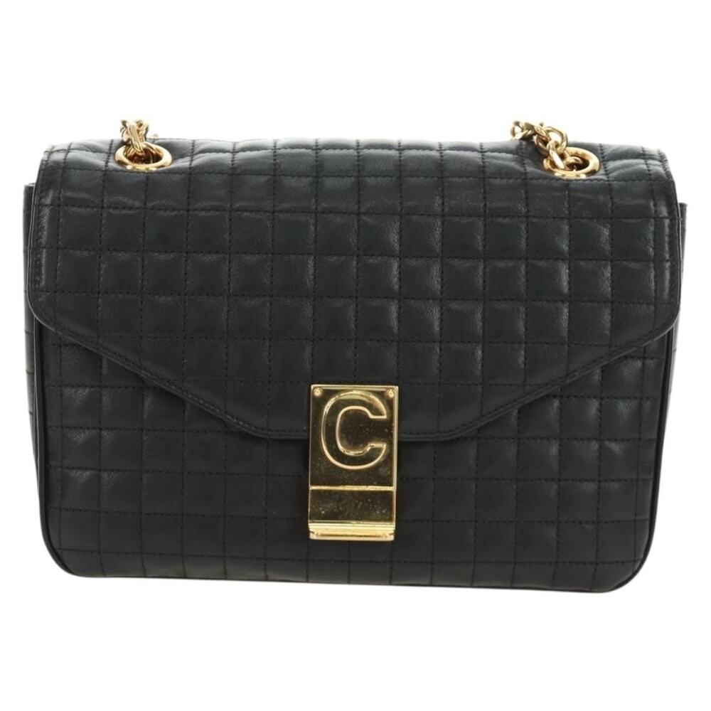 Celine Leather Chain Shoulder Bag Black